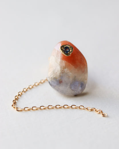 Flat Pierced Earring - Sunstone -