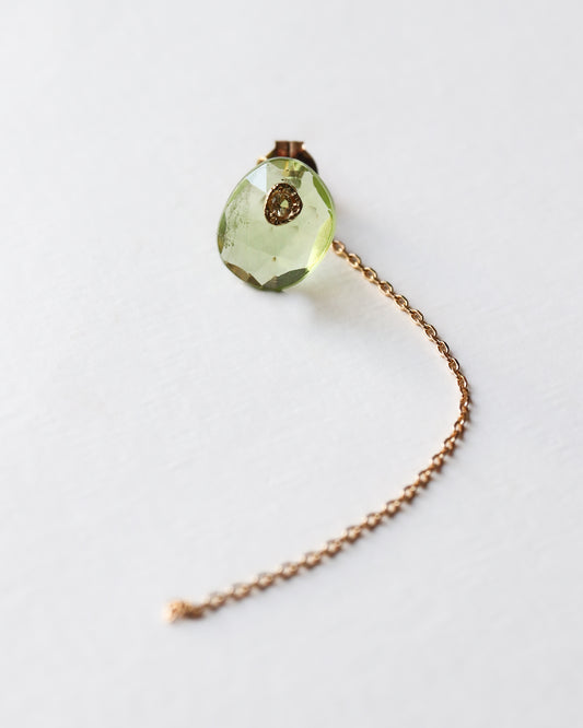 Flat Pierced Earring - Peridot -