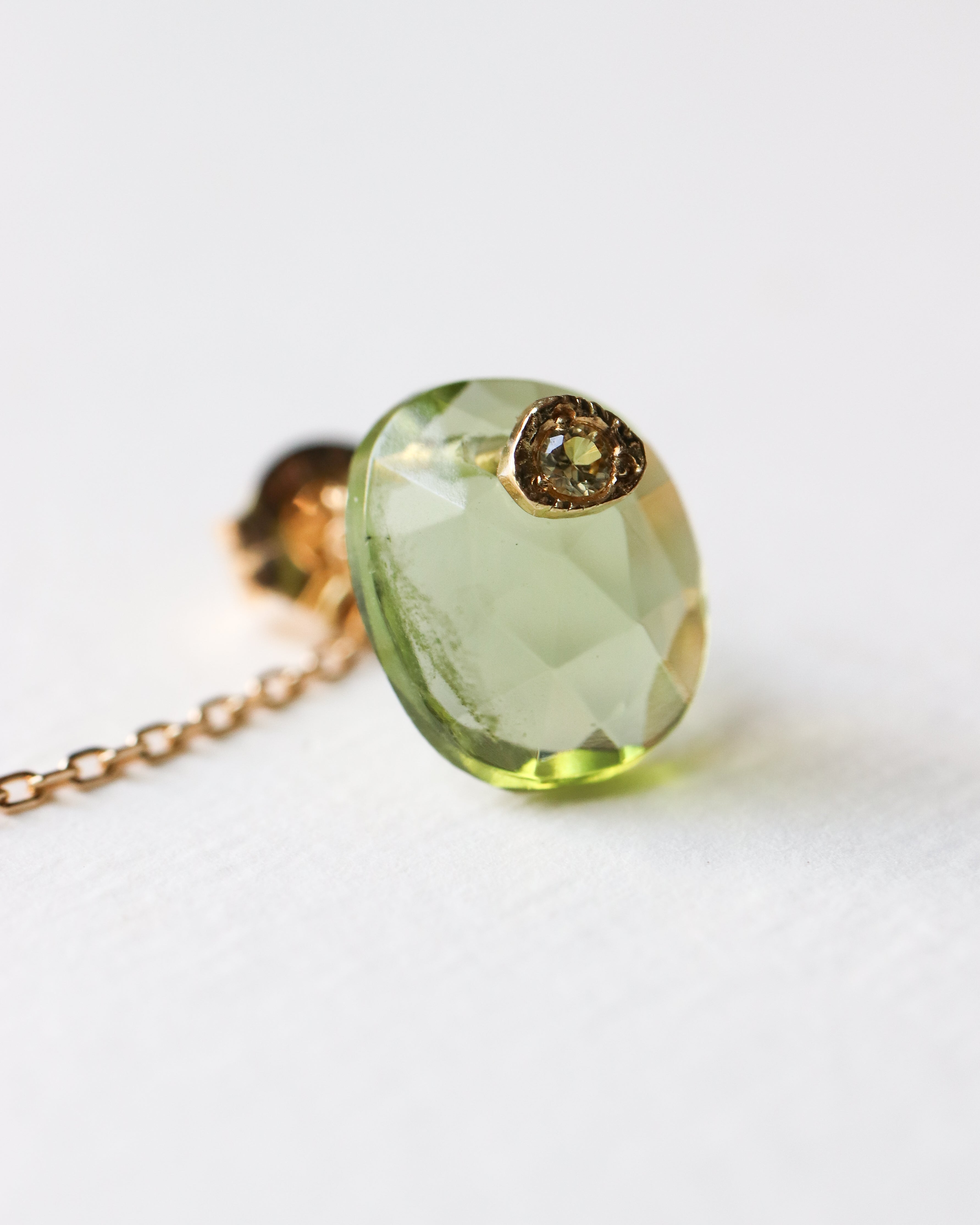 Flat Pierced Earring - Peridot -