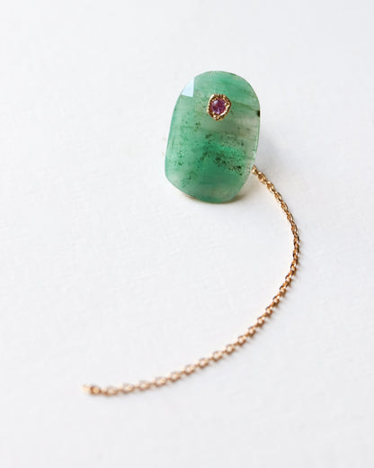 Flat Pierced Earring - Emerald -