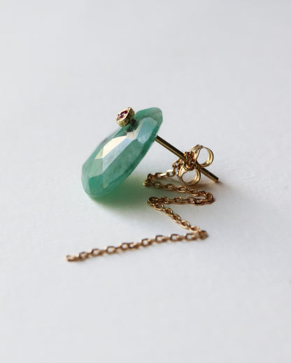 Flat Pierced Earring - Emerald -