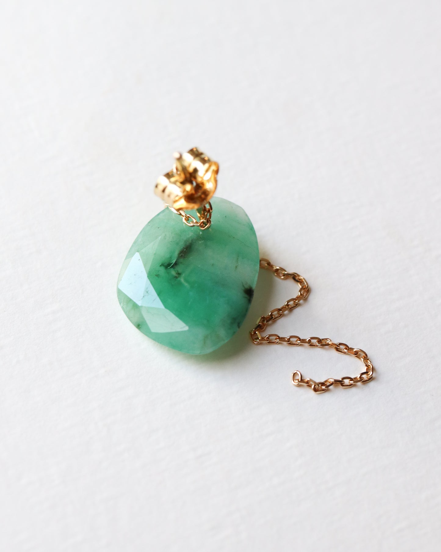 Flat Pierced Earring - Emerald -