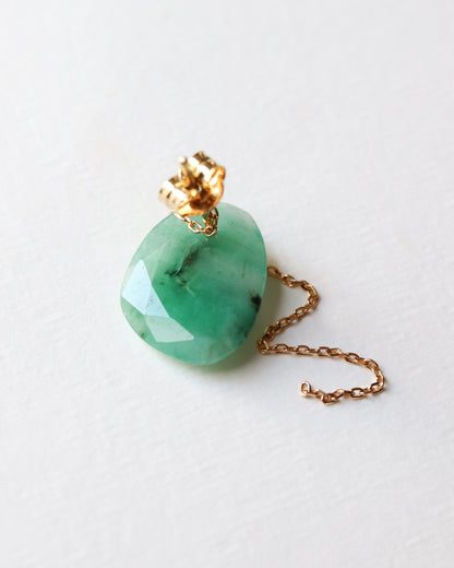Flat Pierced Earring - Emerald -