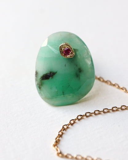 Flat Pierced Earring - Emerald -