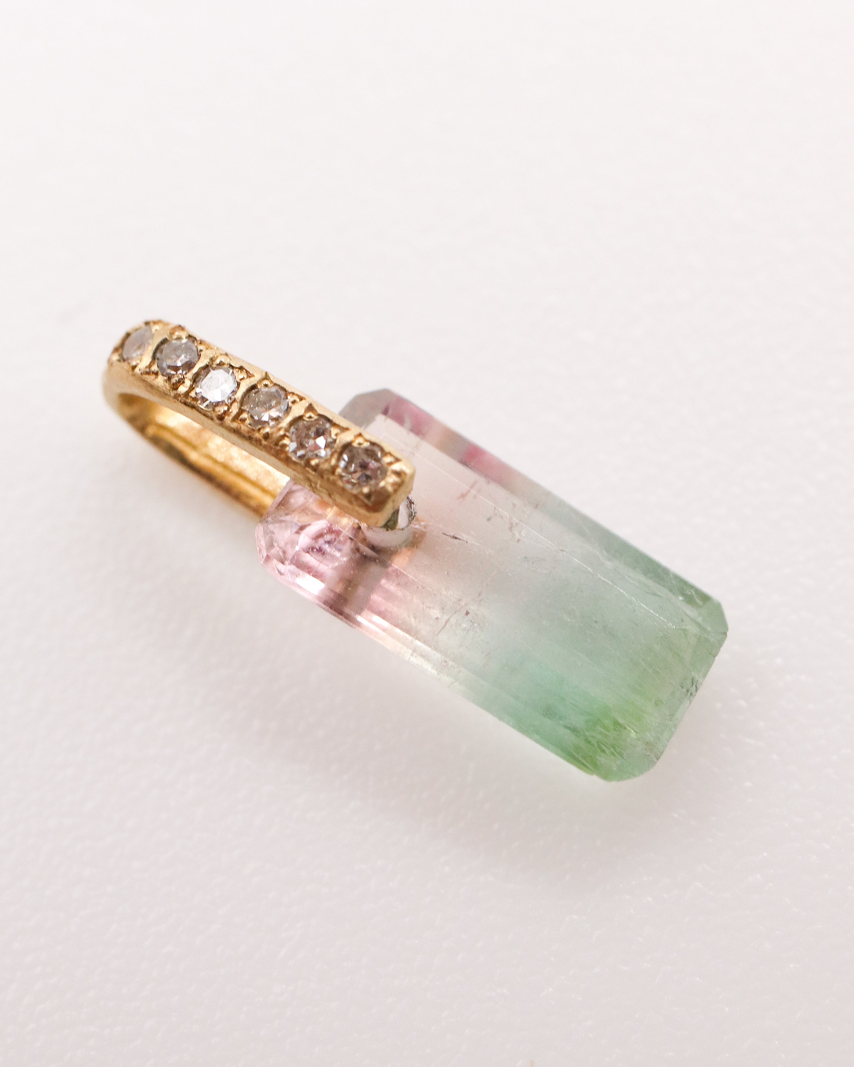 Hibiki Stone Necklace - Bicolor Tourmaline / Diamond -