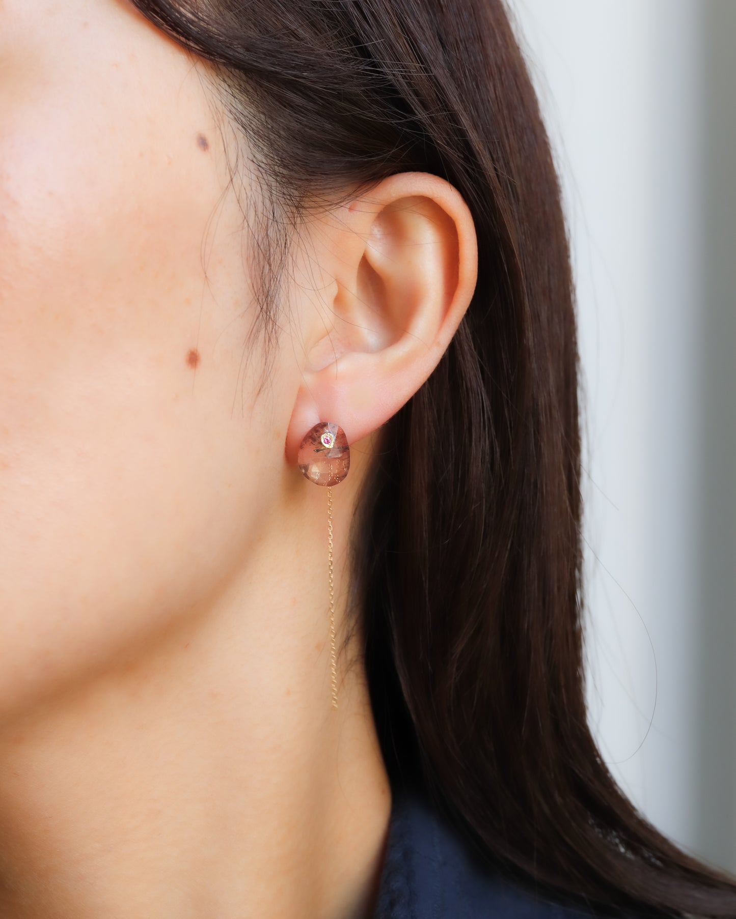 Flat Pierced Earring  - Andesine -