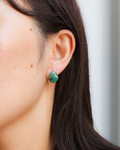 Flat Pierced Earring - Emerald -