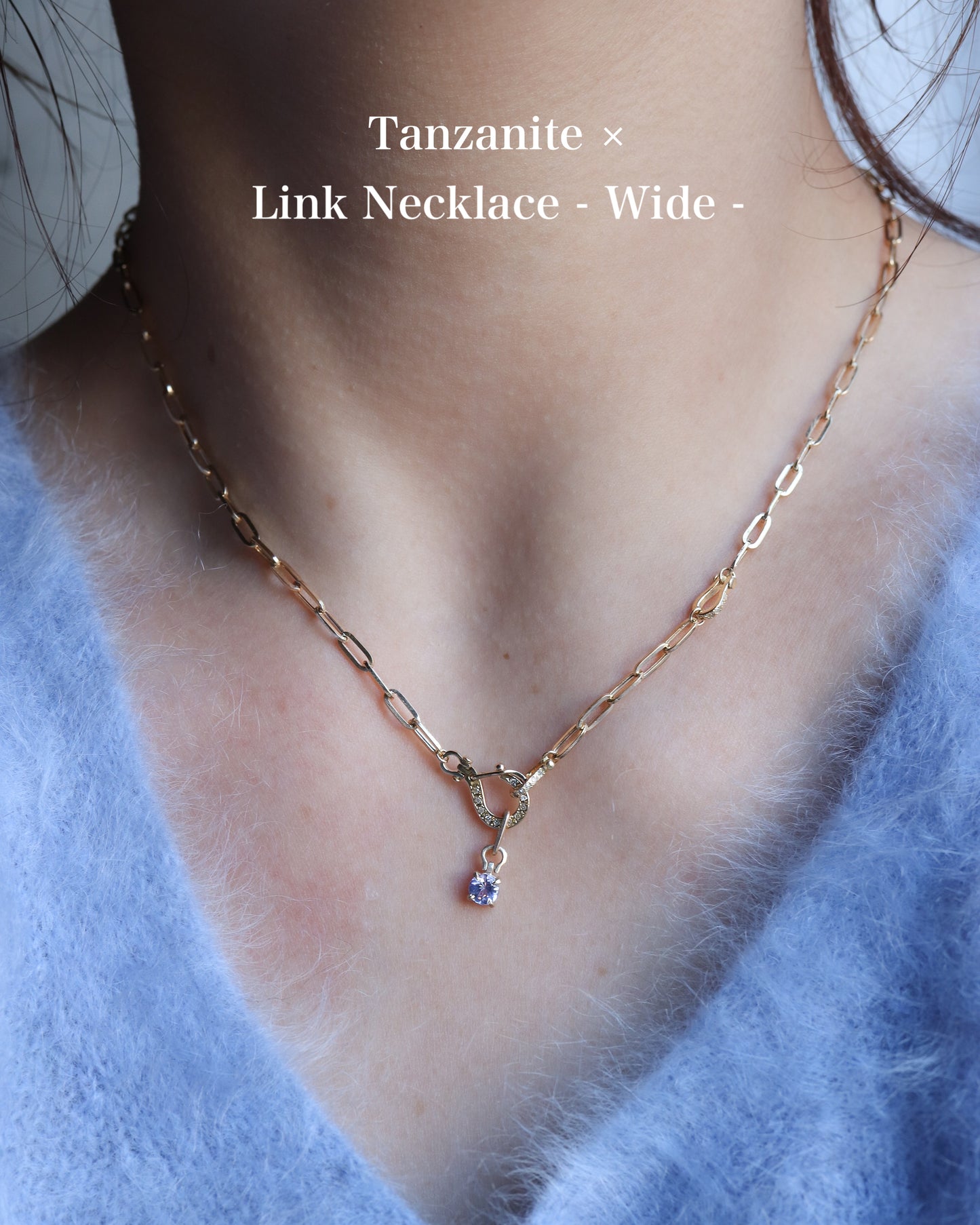 HorseShoe Prong Necklace - Tanzanite -