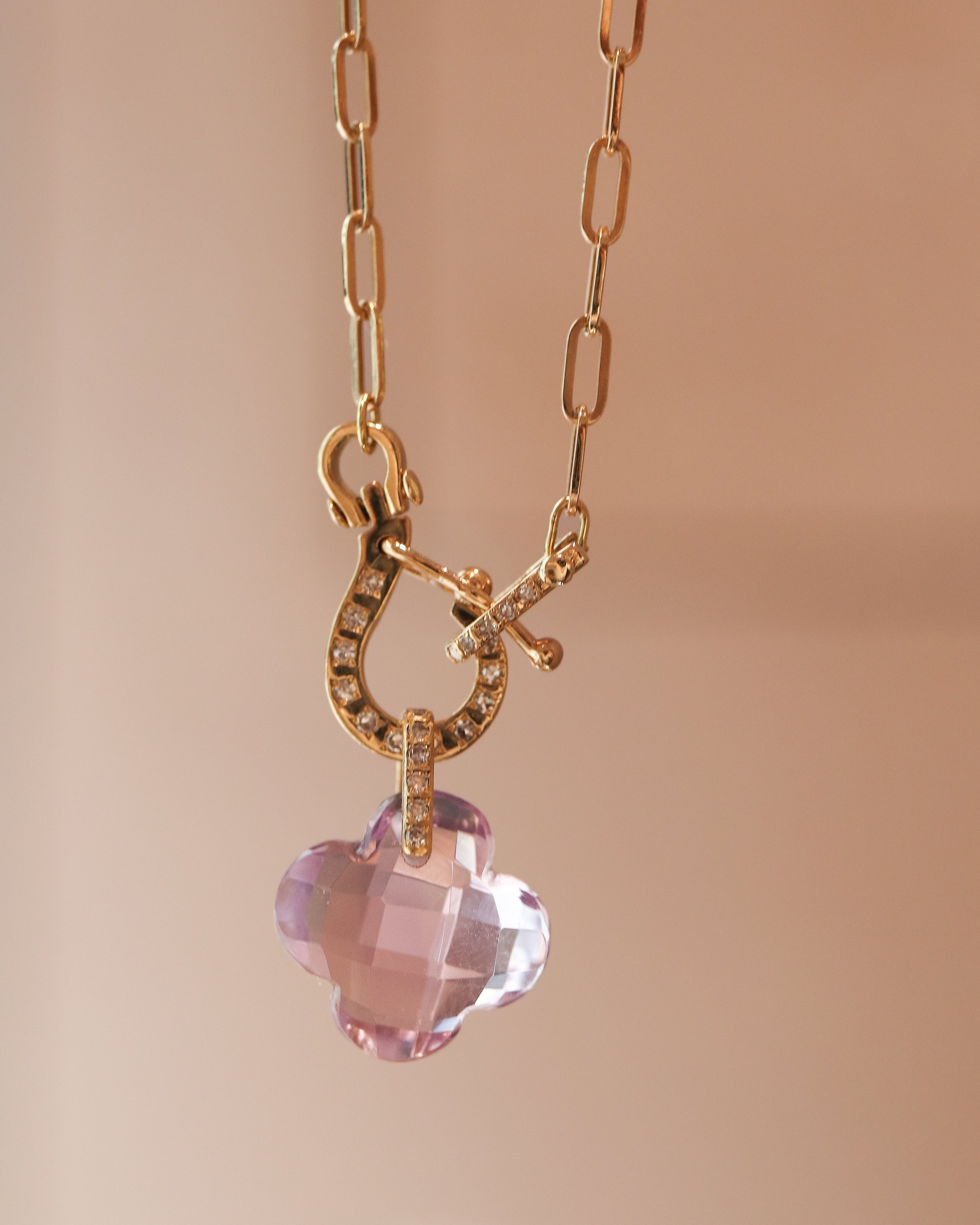Hibiki Stone Necklace - Amethyst / Diamond -