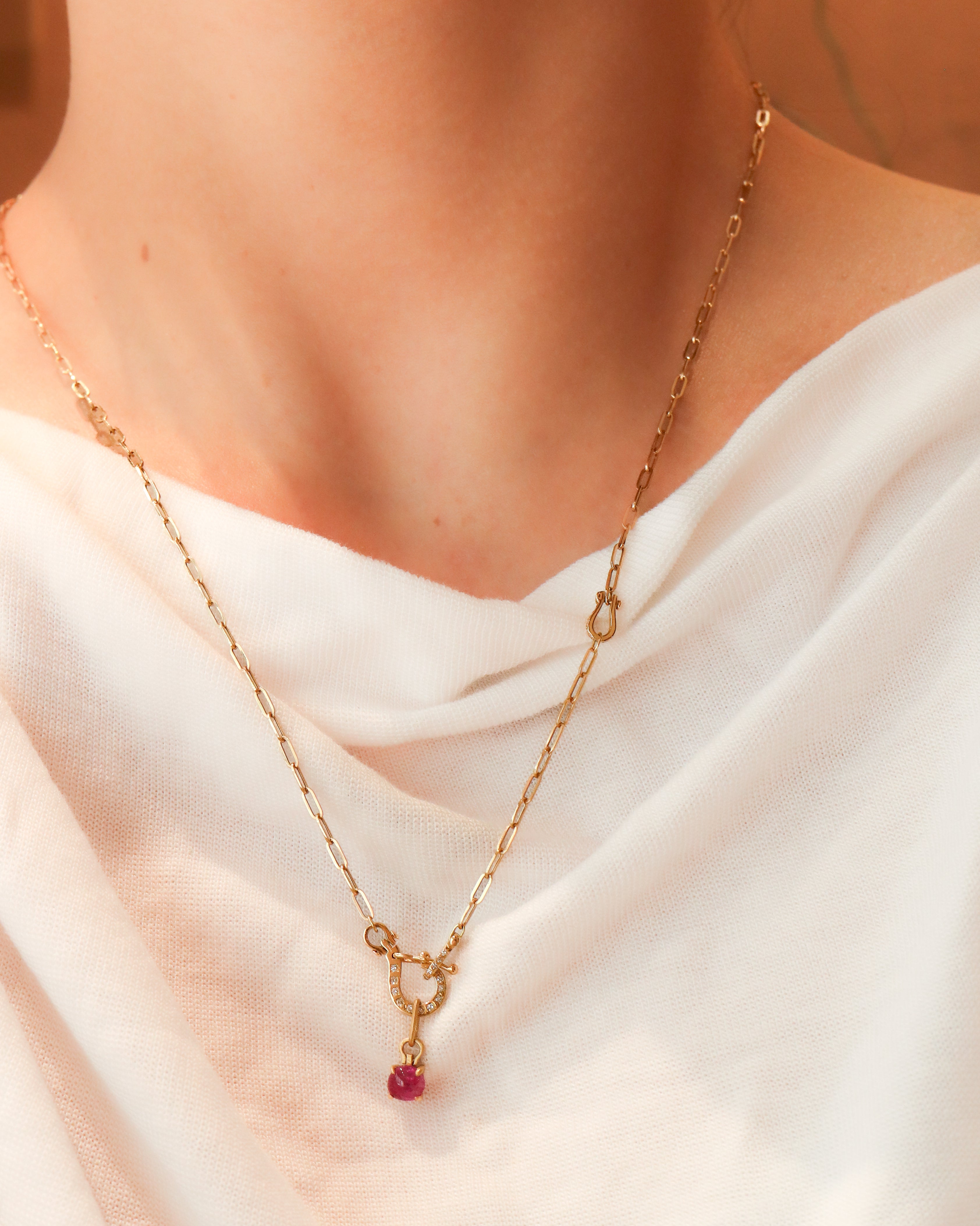 Horse Shoe Necklace - Ruby -