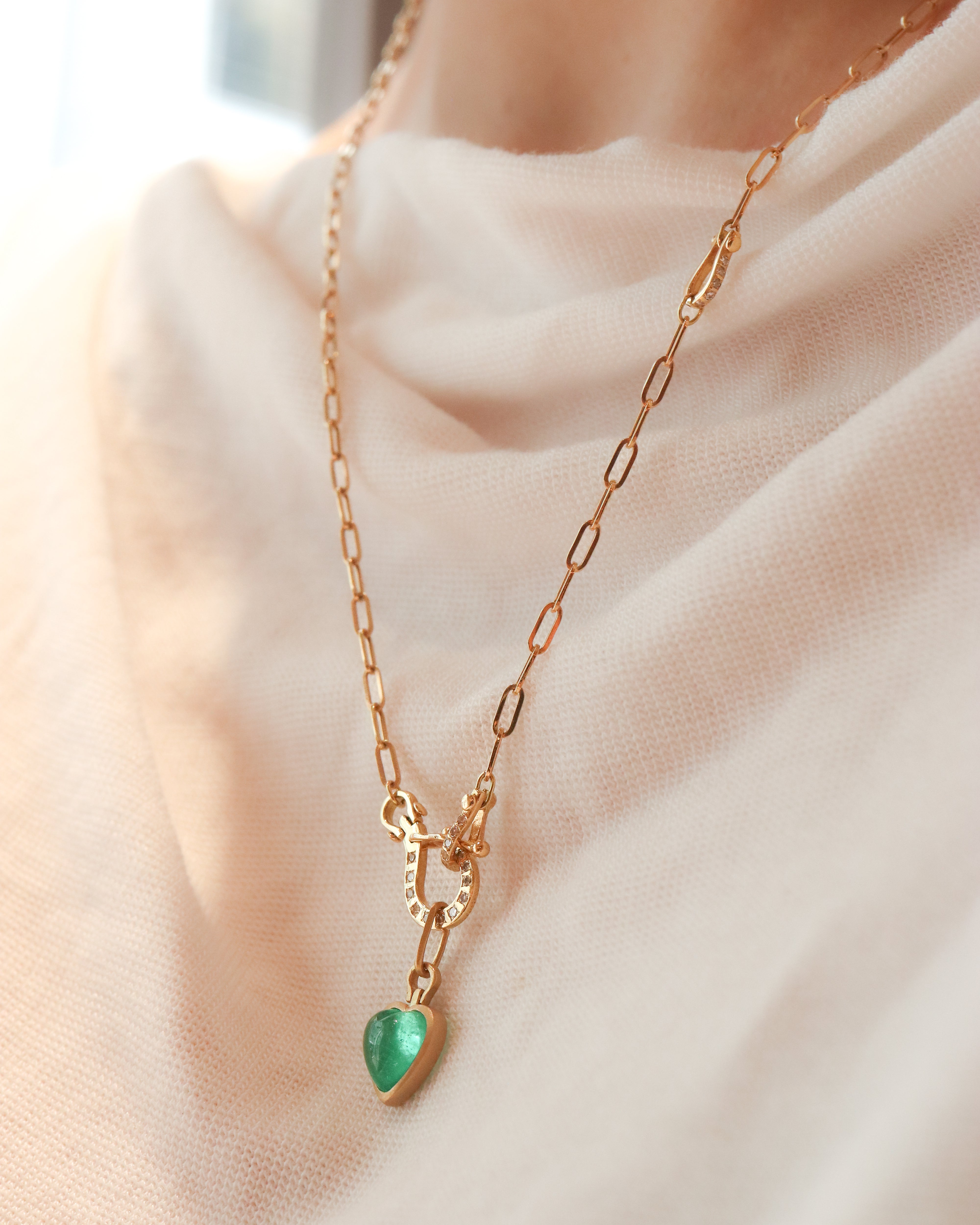 Horse Shoe Necklace - Emerald -