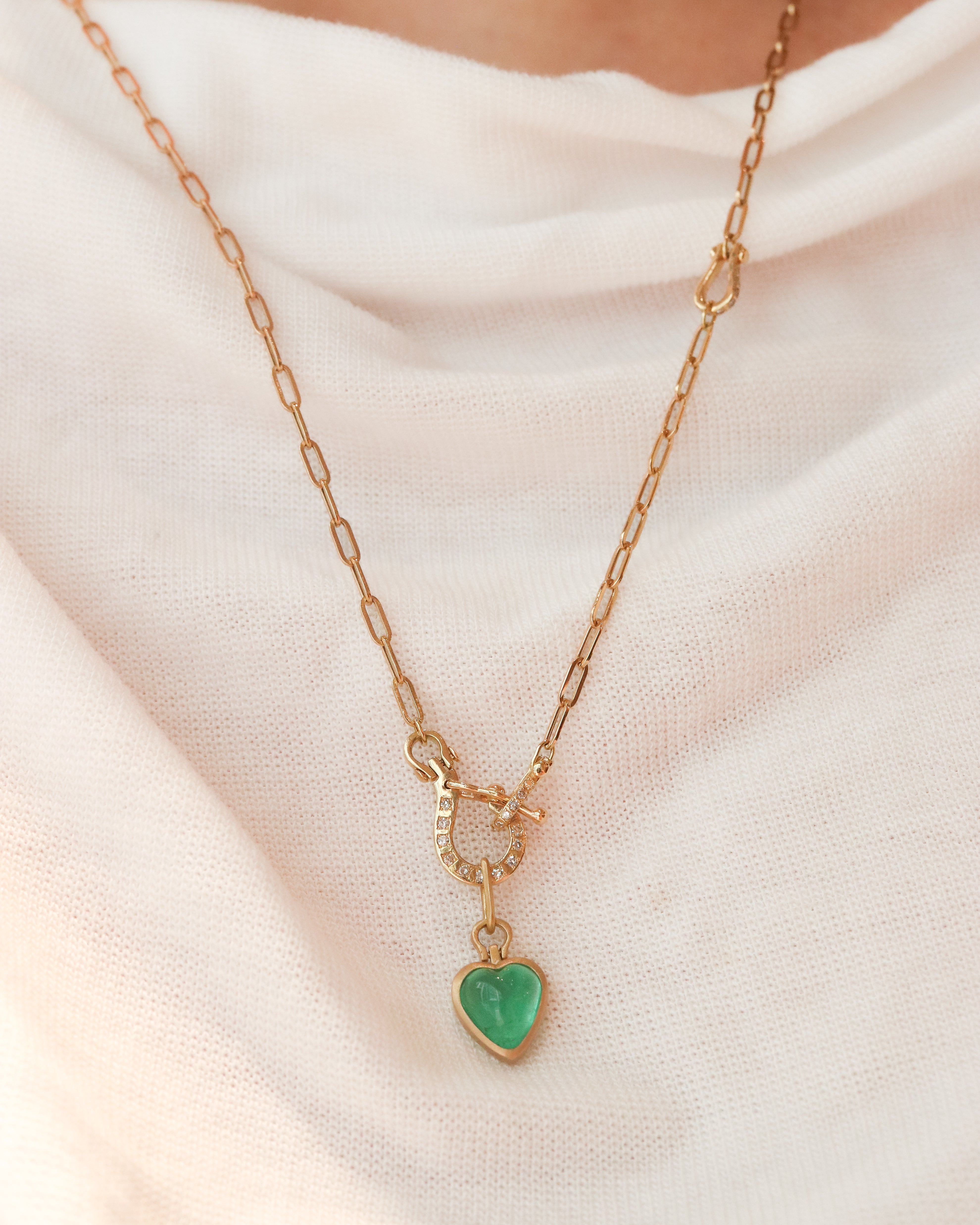 Horse Shoe Necklace - Emerald -