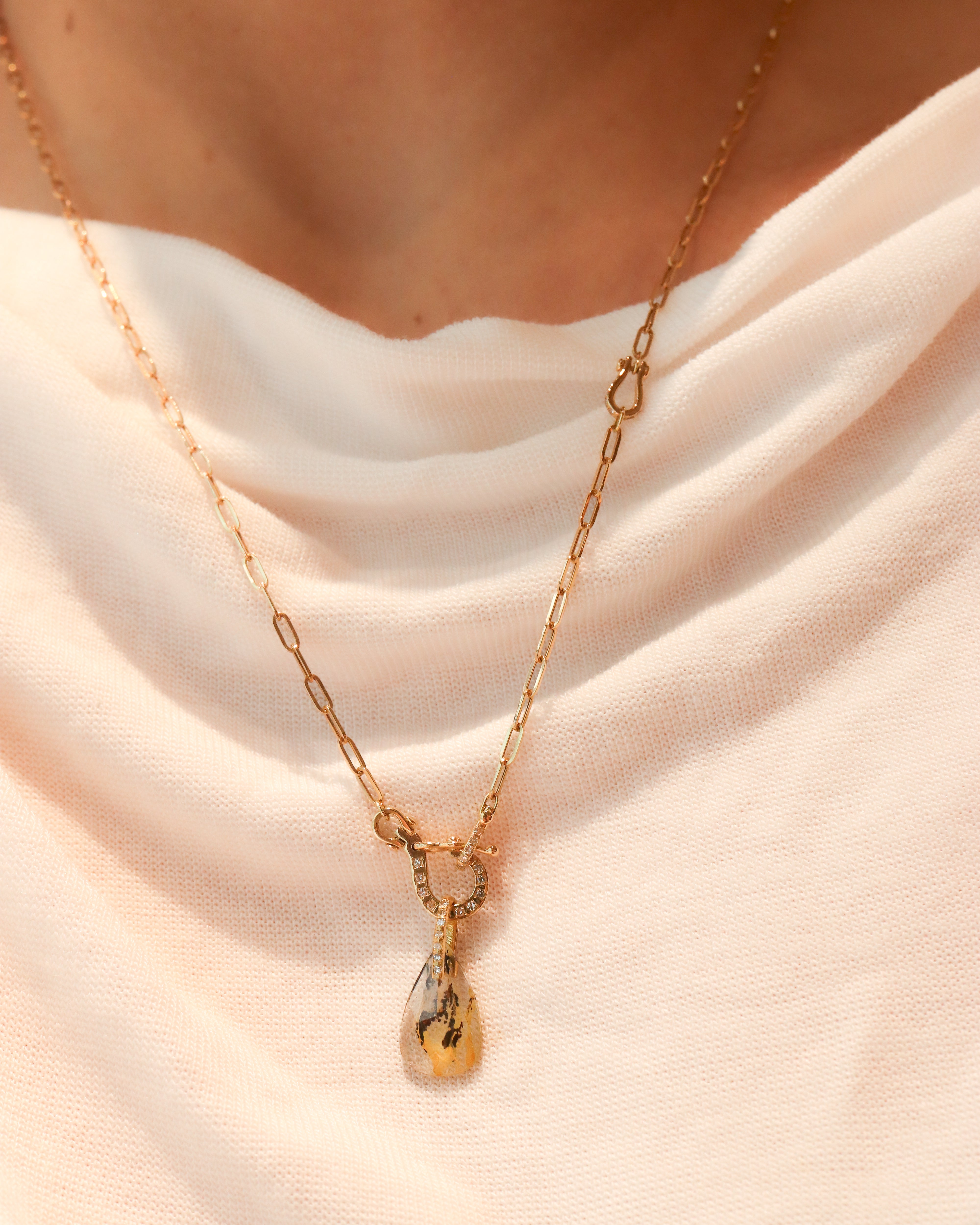 Hibiki Stone Necklace - Dendritic Quartz / Diamond -
