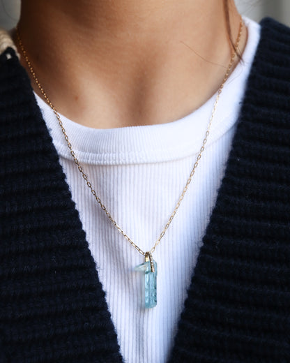 Hibiki Stone Necklace - Aquamarine / Diamond -