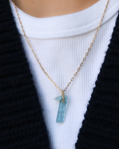 Hibiki Stone Necklace - Aquamarine / Diamond -