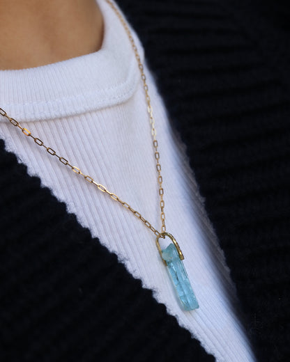 Hibiki Stone Necklace - Aquamarine / Diamond -