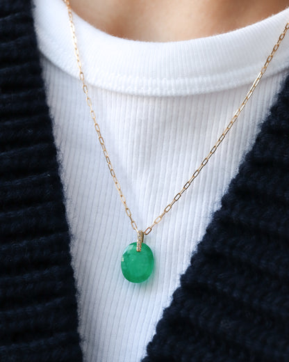 Hibiki Stone Necklace - Emerald / Diamond -