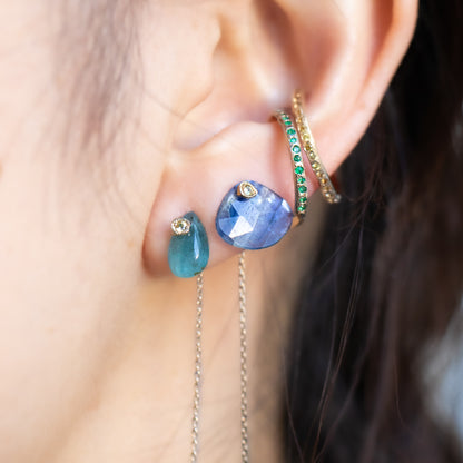 Flat Pierced Earrings - kyanite -