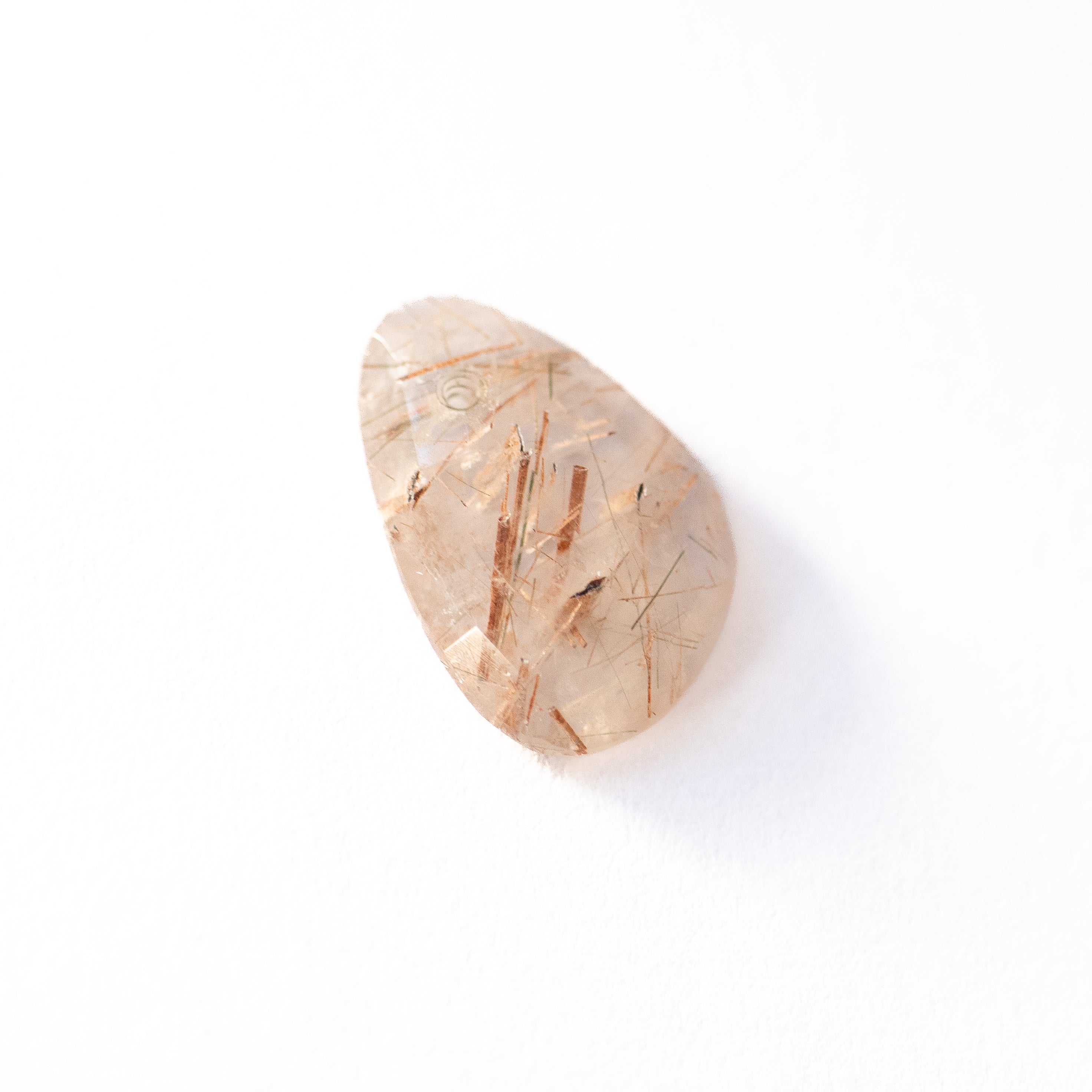 Flat Pierced Earring - Brown Rutilated Quartz -