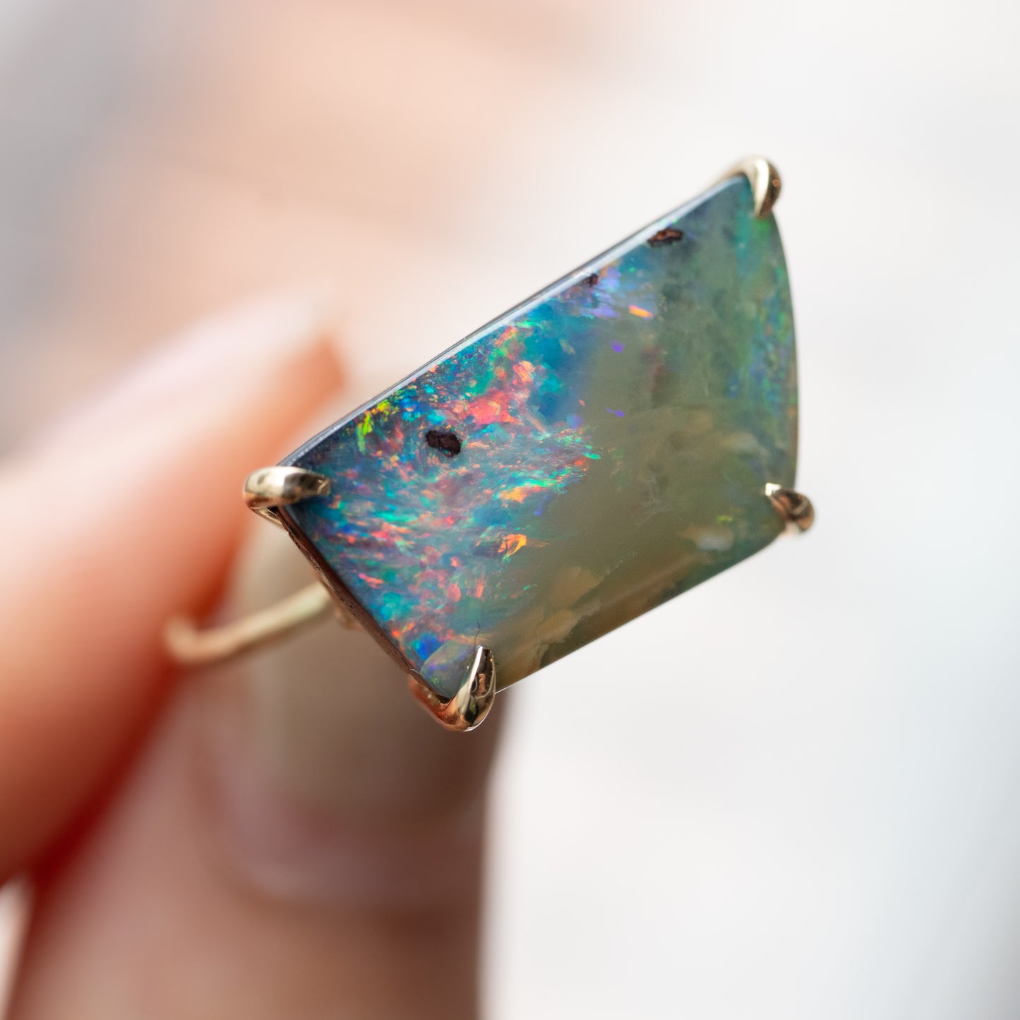 Flat Ring - Boulder Opal -