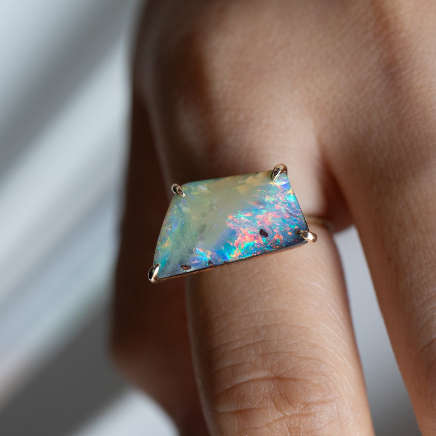 Flat Ring - Boulder Opal -