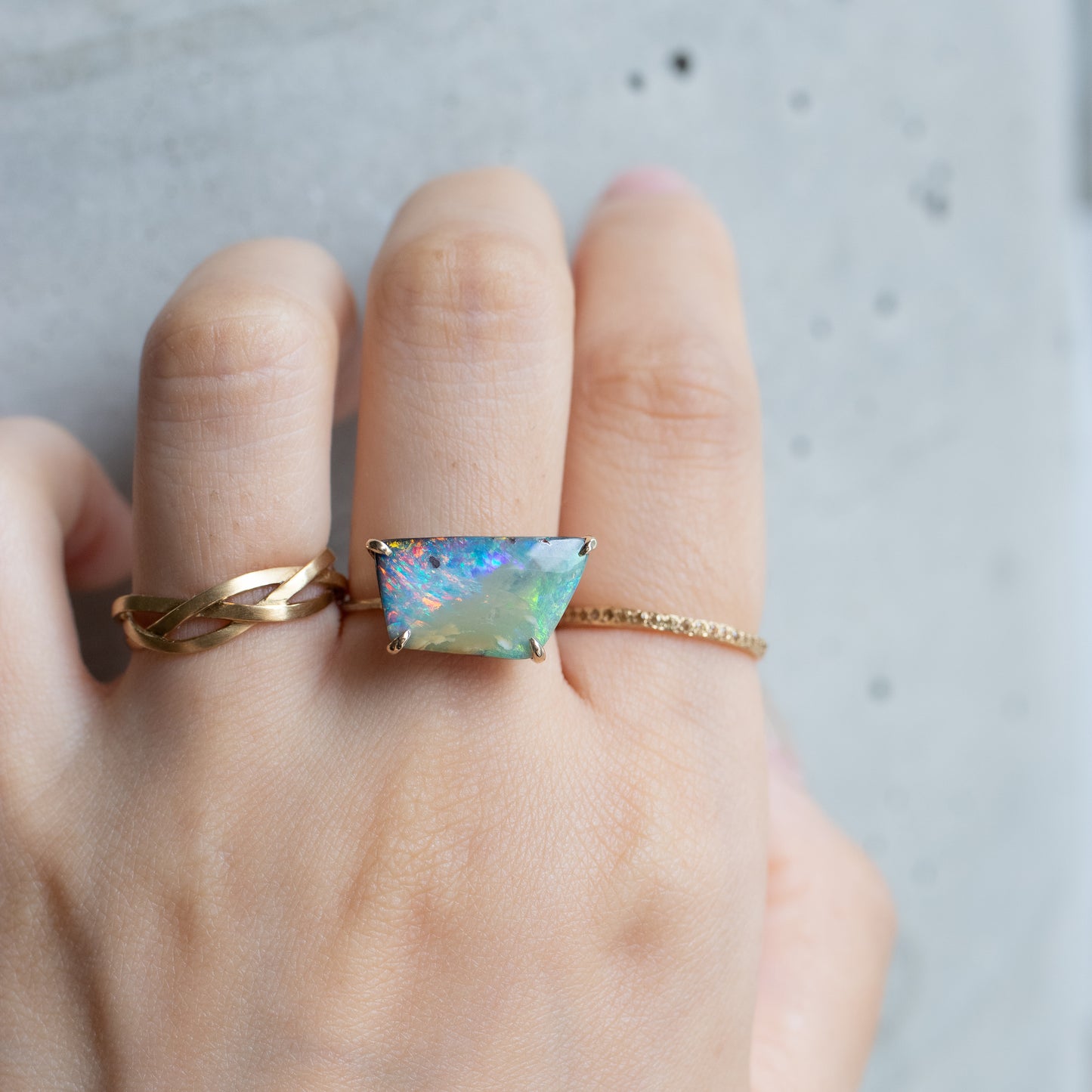 Flat Ring - Boulder Opal -