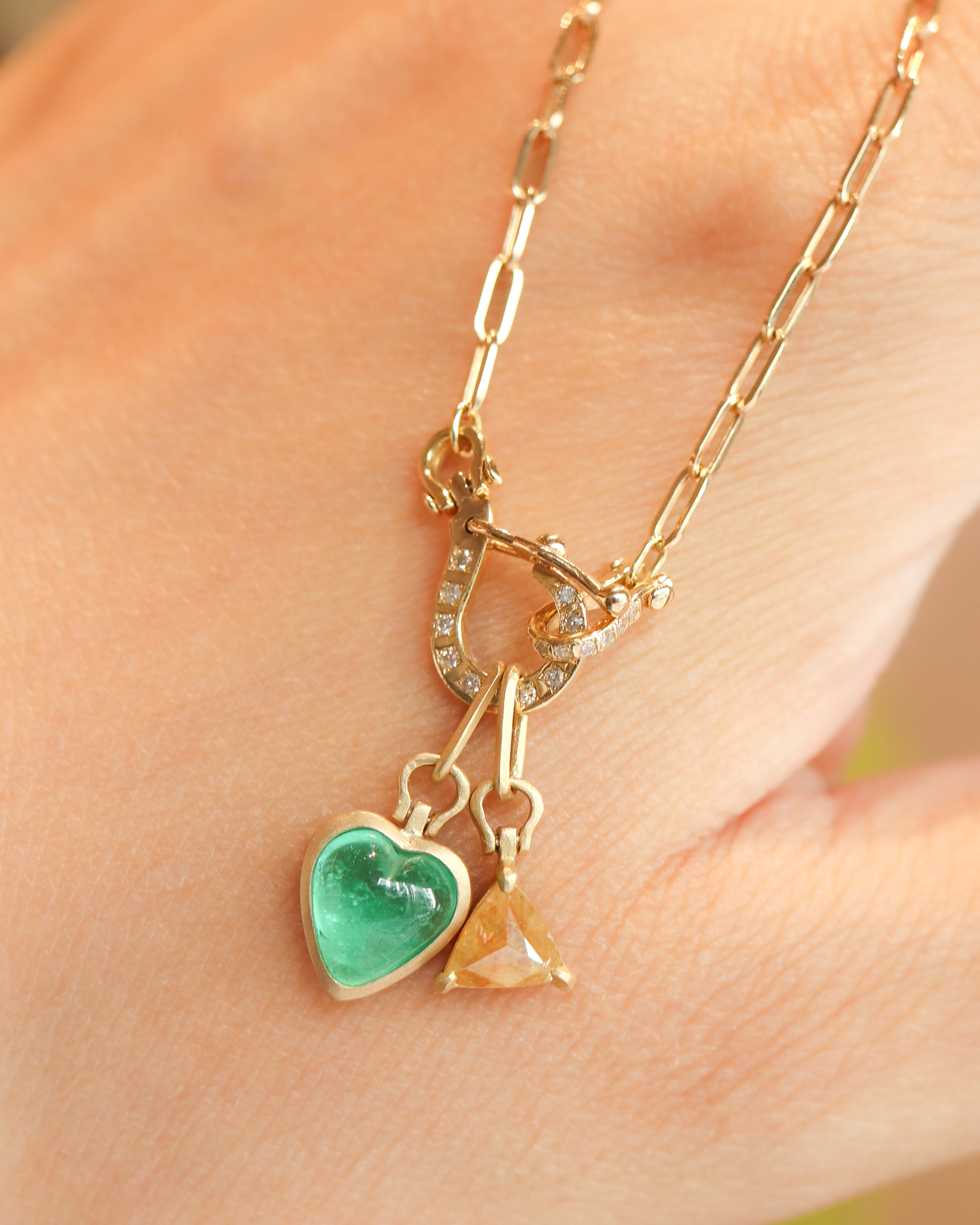 Horse Shoe Necklace - Emerald -
