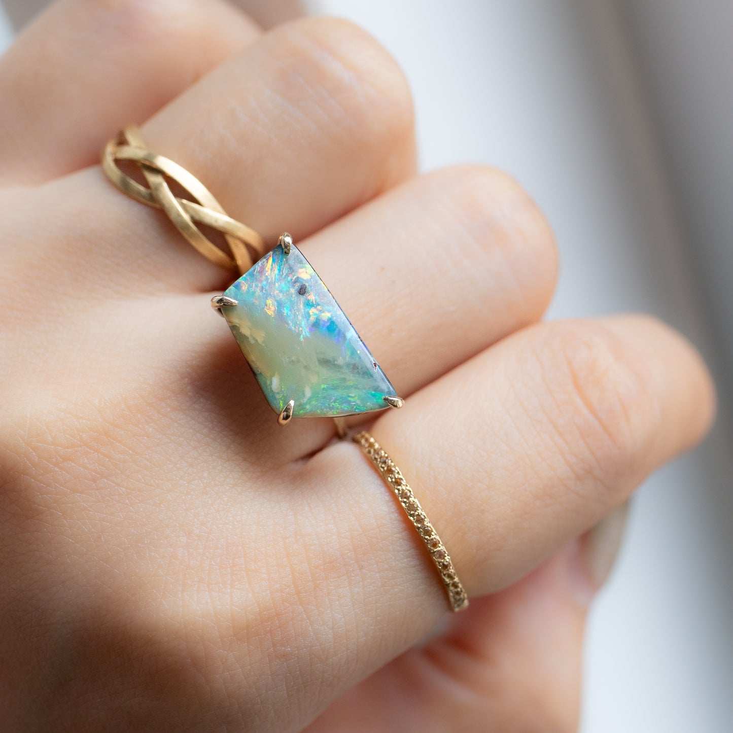 Flat Ring - Boulder Opal -