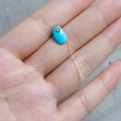 Flat Pierced Earring - Turquoise -