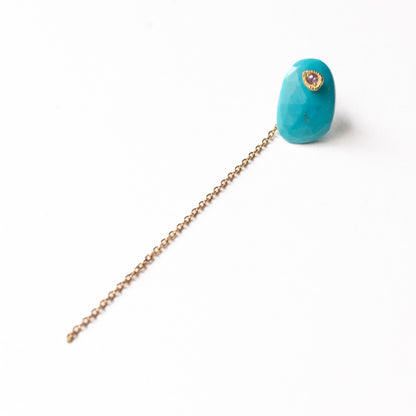 Flat Pierced Earring - Turquoise -