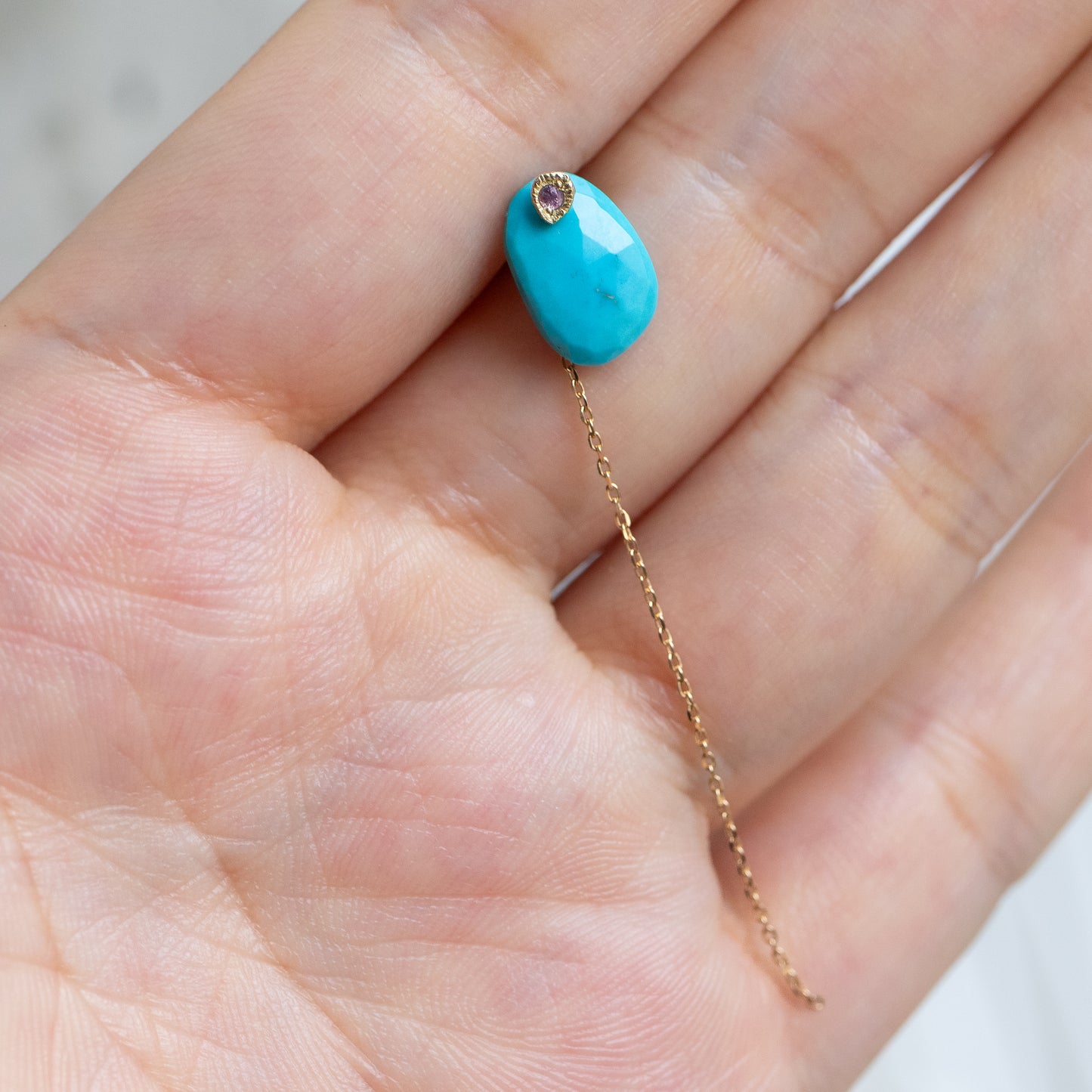 Flat Pierced Earring - Turquoise -