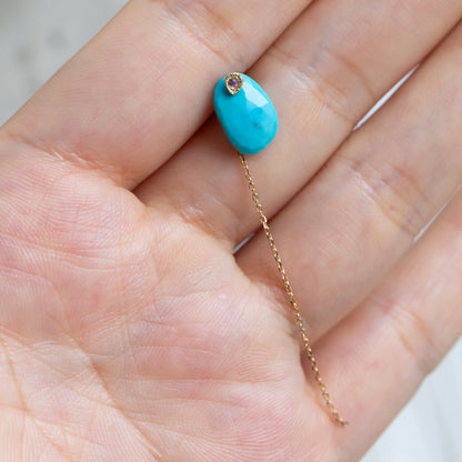 Flat Pierced Earring - Turquoise -