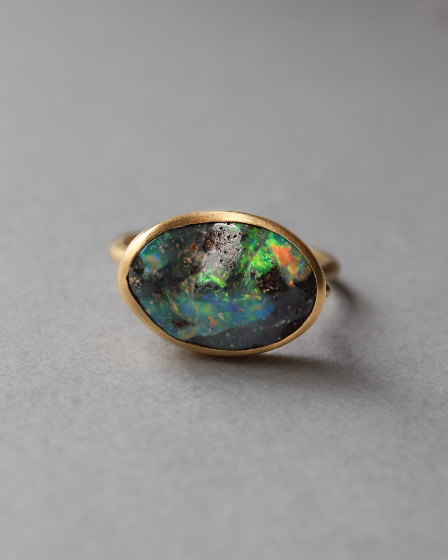 Collet Ring - Boulder Opal -