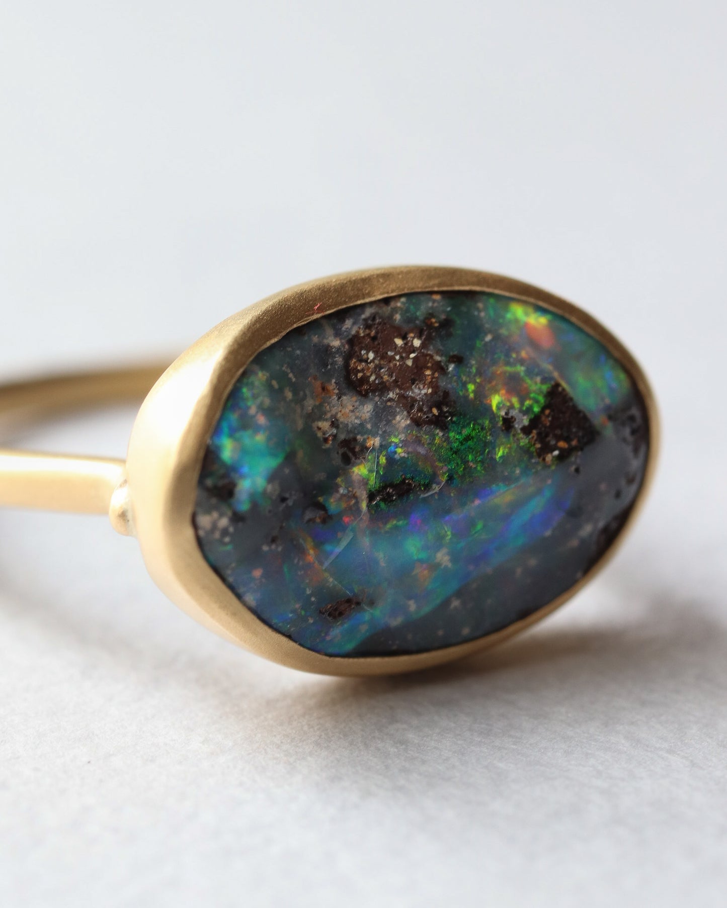 Collet Ring - Boulder Opal -