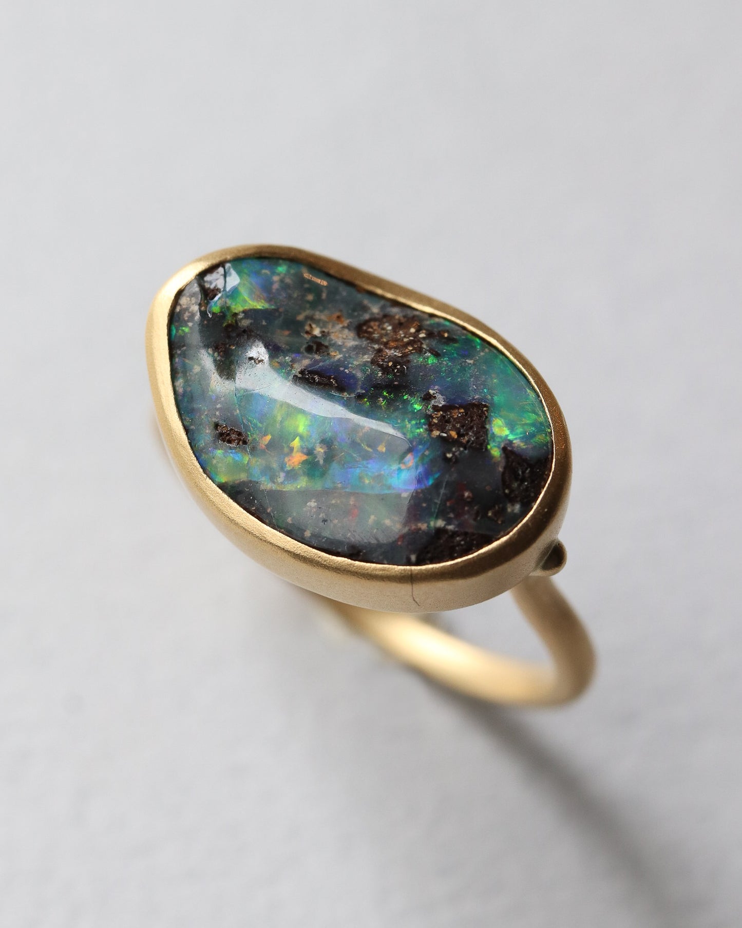 Collet Ring - Boulder Opal -