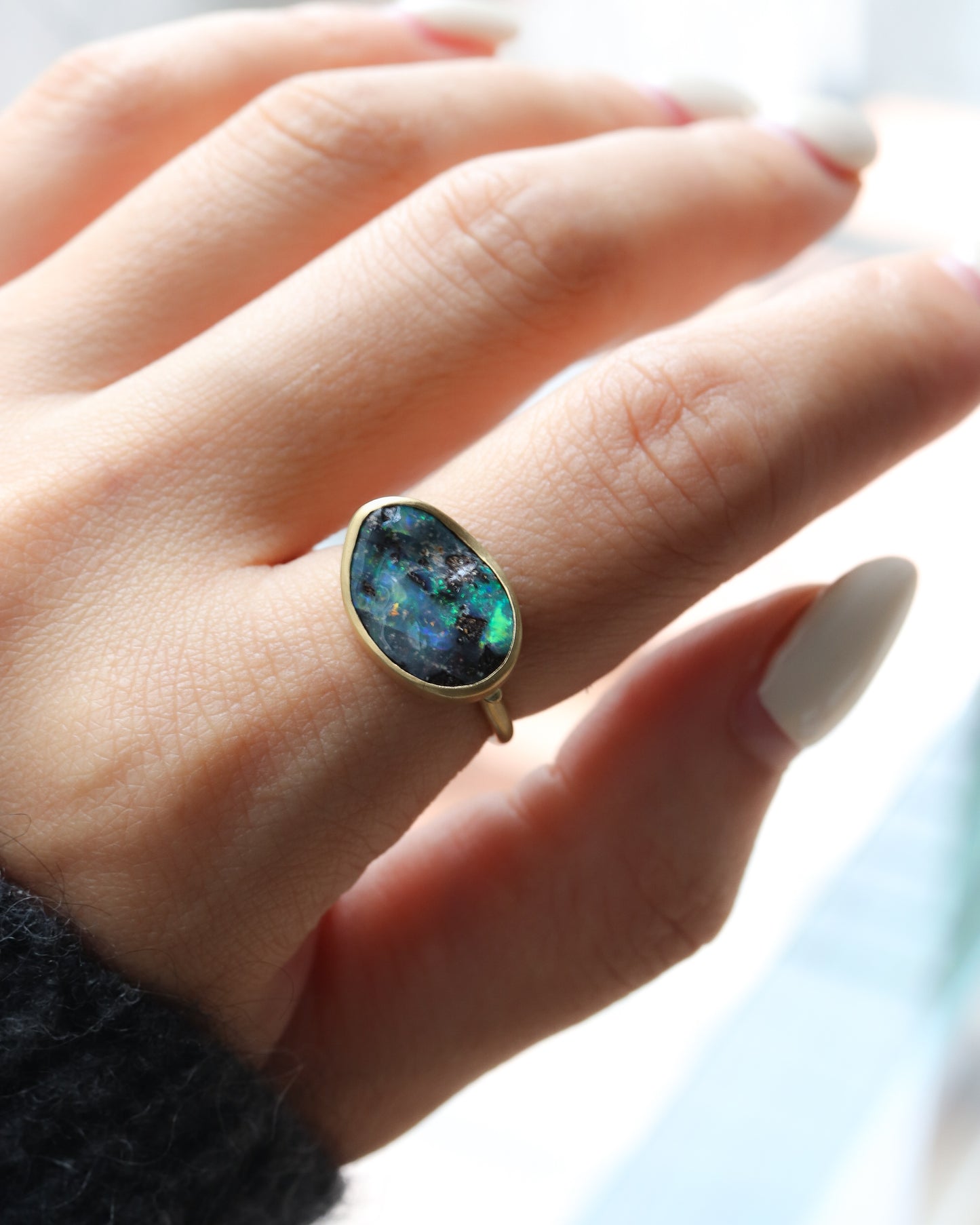 Collet Ring - Boulder Opal -