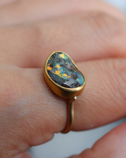 Collet Ring - Boulder Opal -