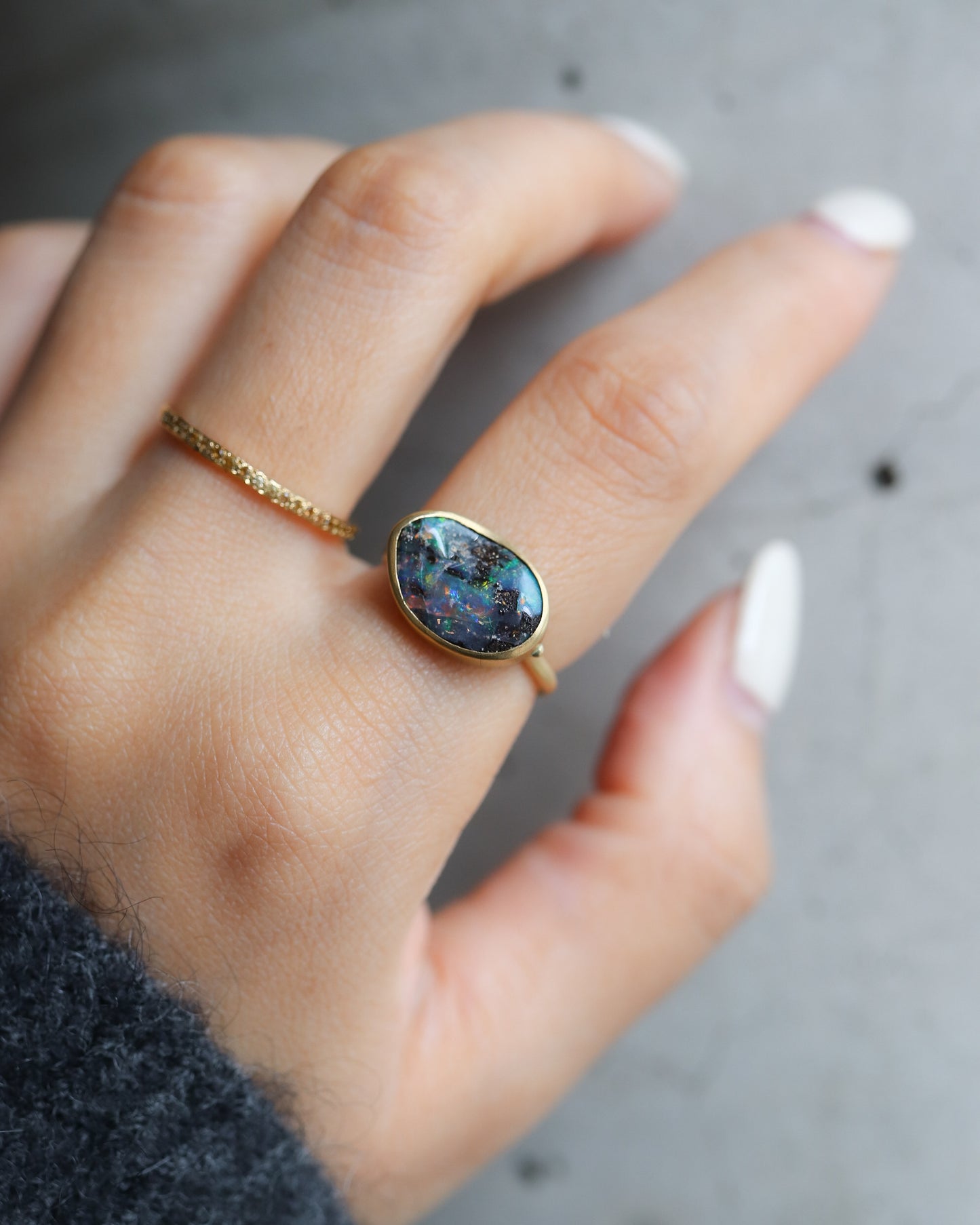 Collet Ring - Boulder Opal -