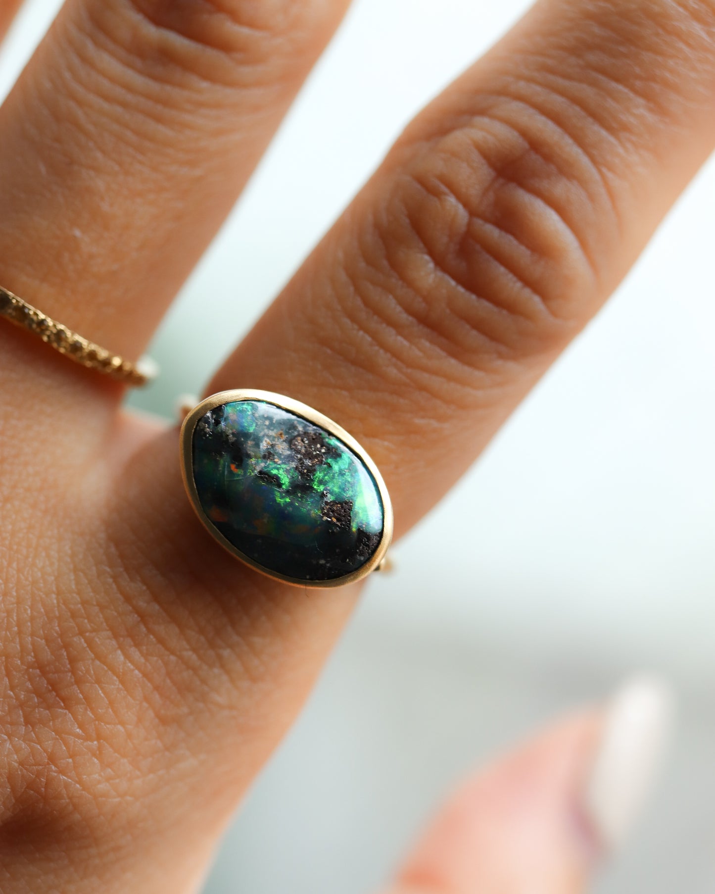 Collet Ring - Boulder Opal -