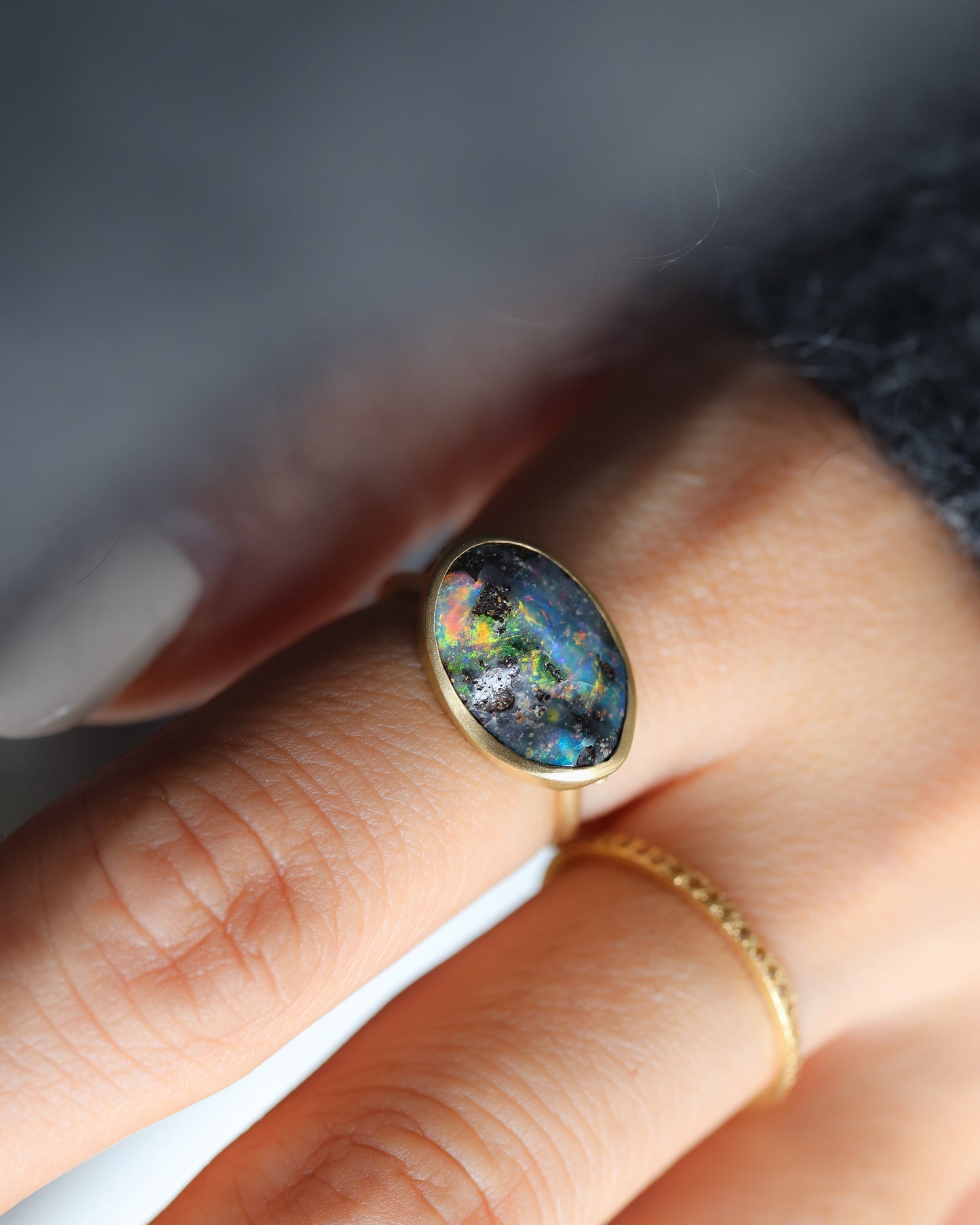 Collet Ring - Boulder Opal -