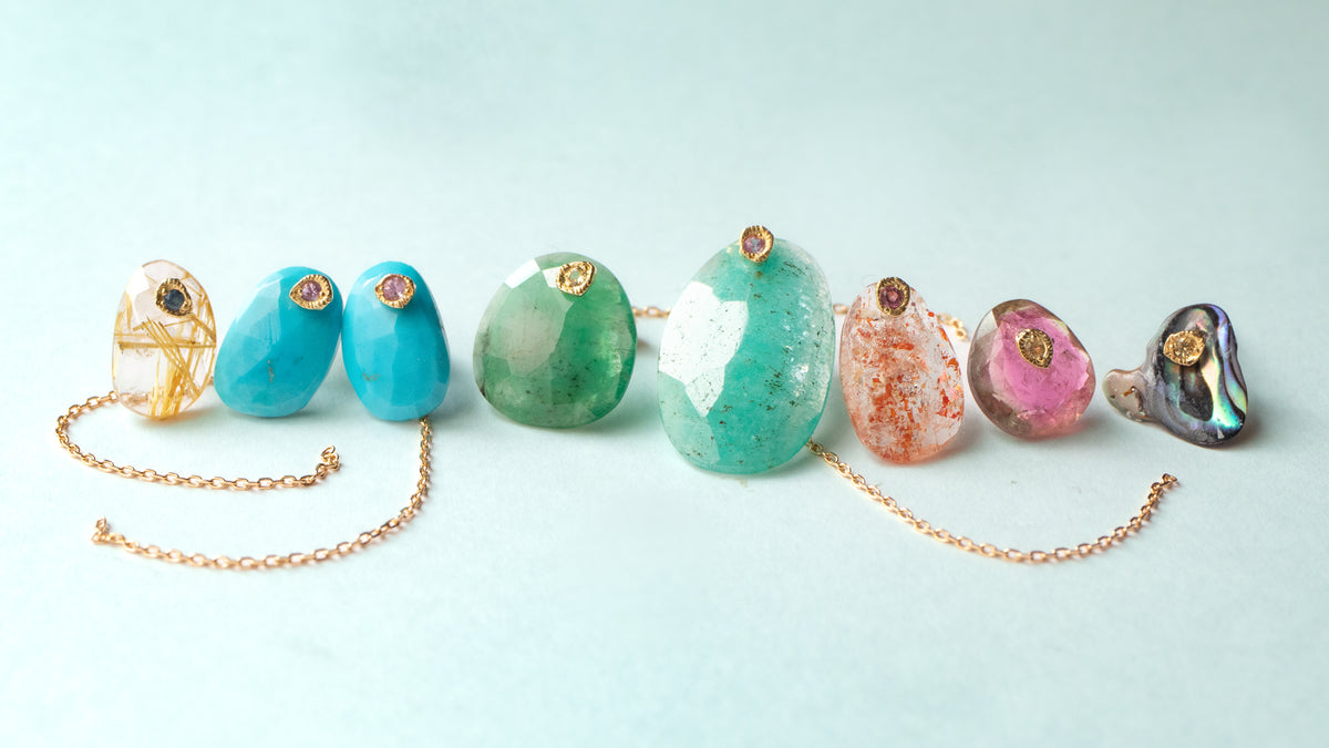 モナカ ガーデンクォーツ ロックピアス monaca MONAKA jewellery Agate 
