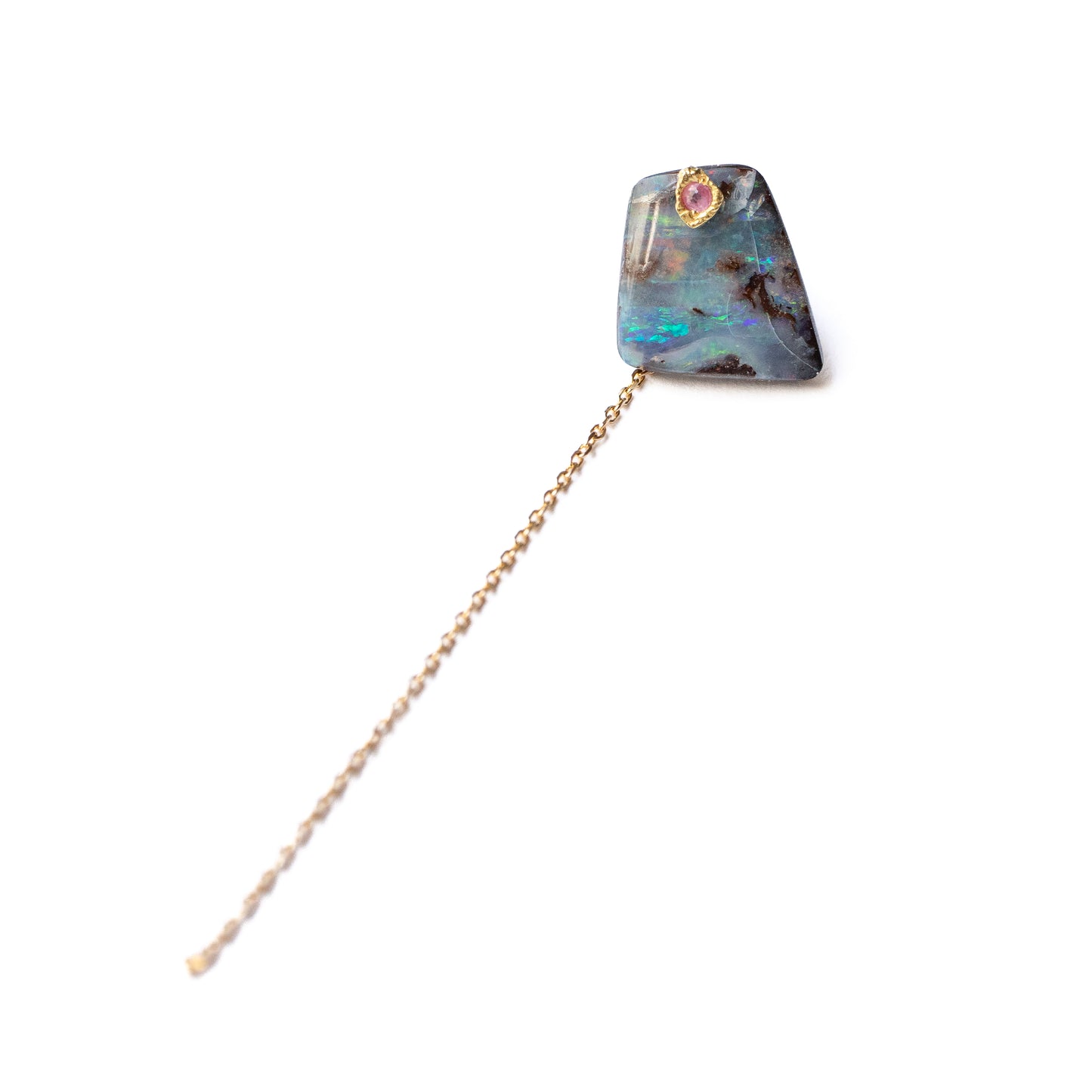 Flat Pierced Earrings - Boulder Opal -