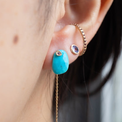 Flat Pierced Earring - Turquoise -