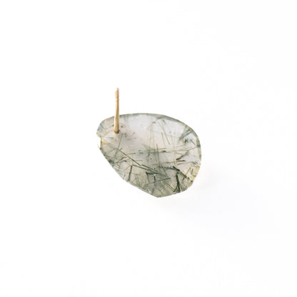 Flat Pierced Earrings - Green Rutile Quartz -