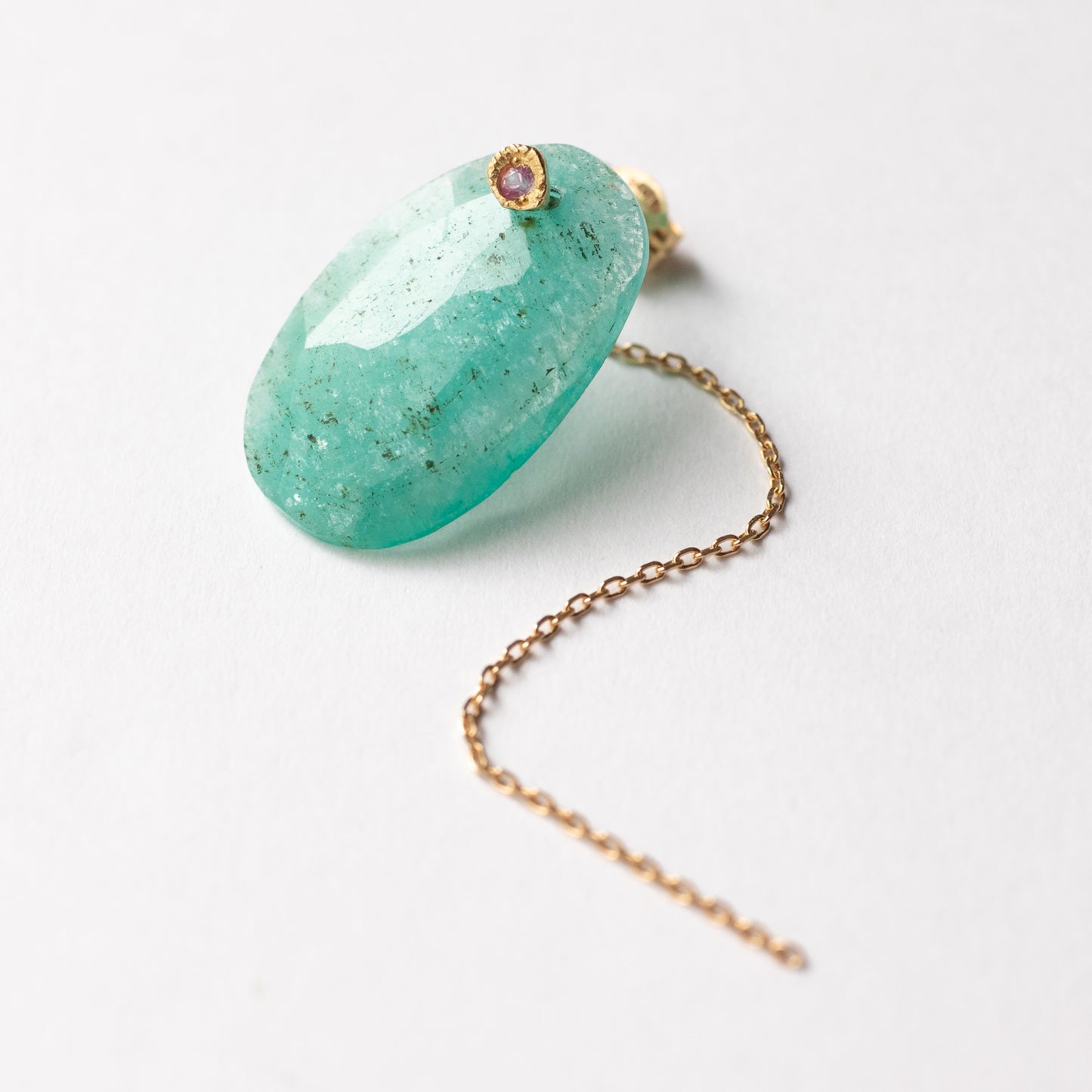 Flat Pierced Earring - Amazonite -