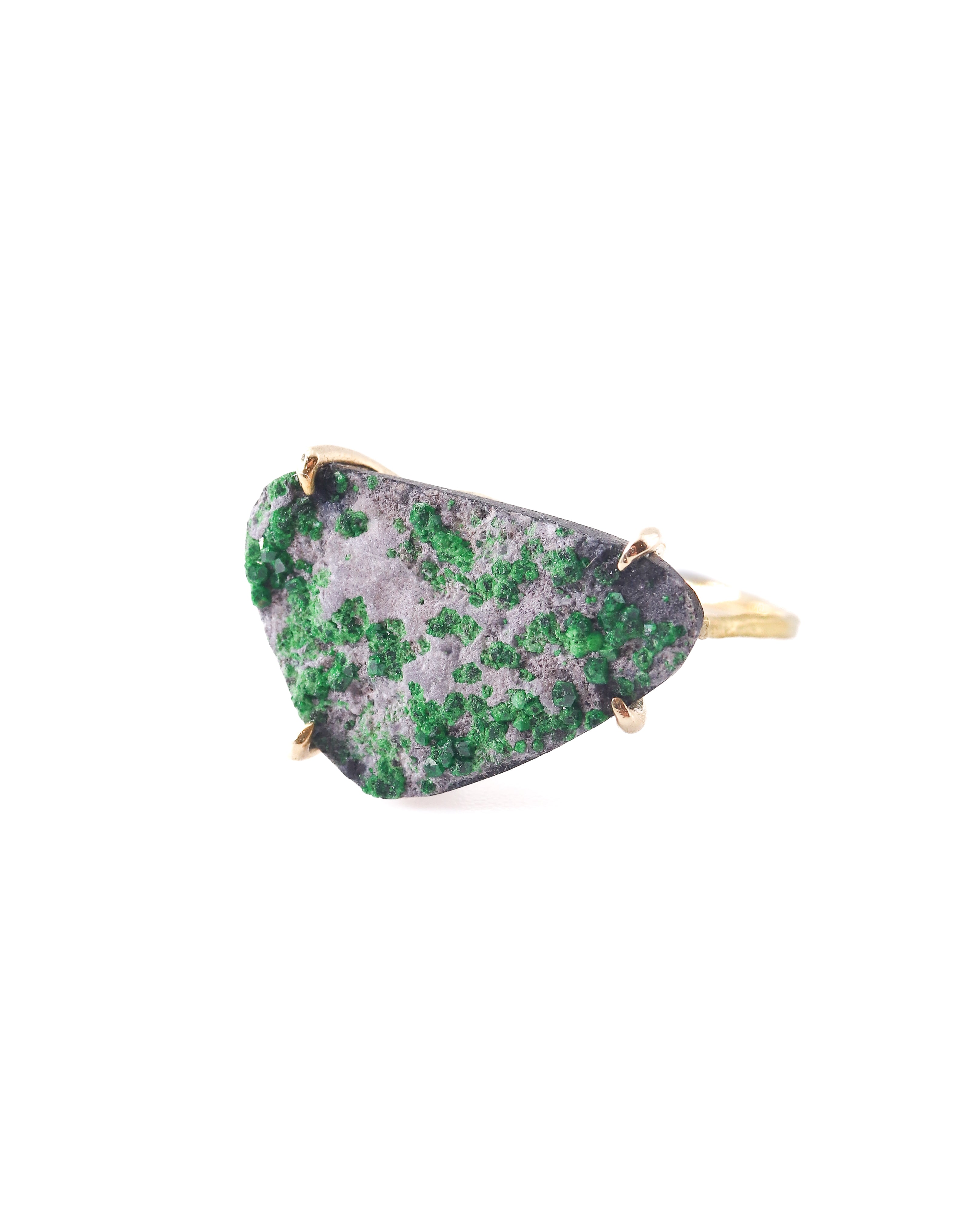 Flat Ring -Uvarovite Drusy -
