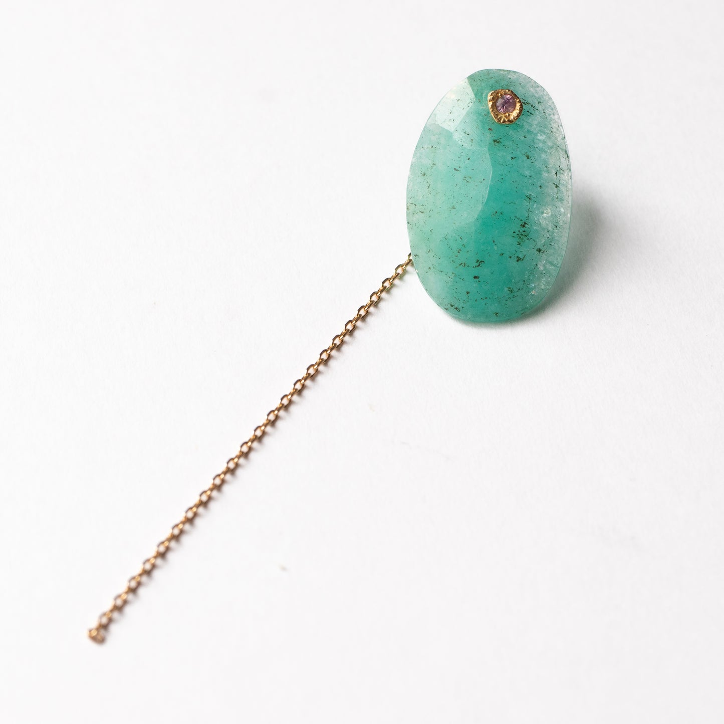 Flat Pierced Earring - Amazonite -