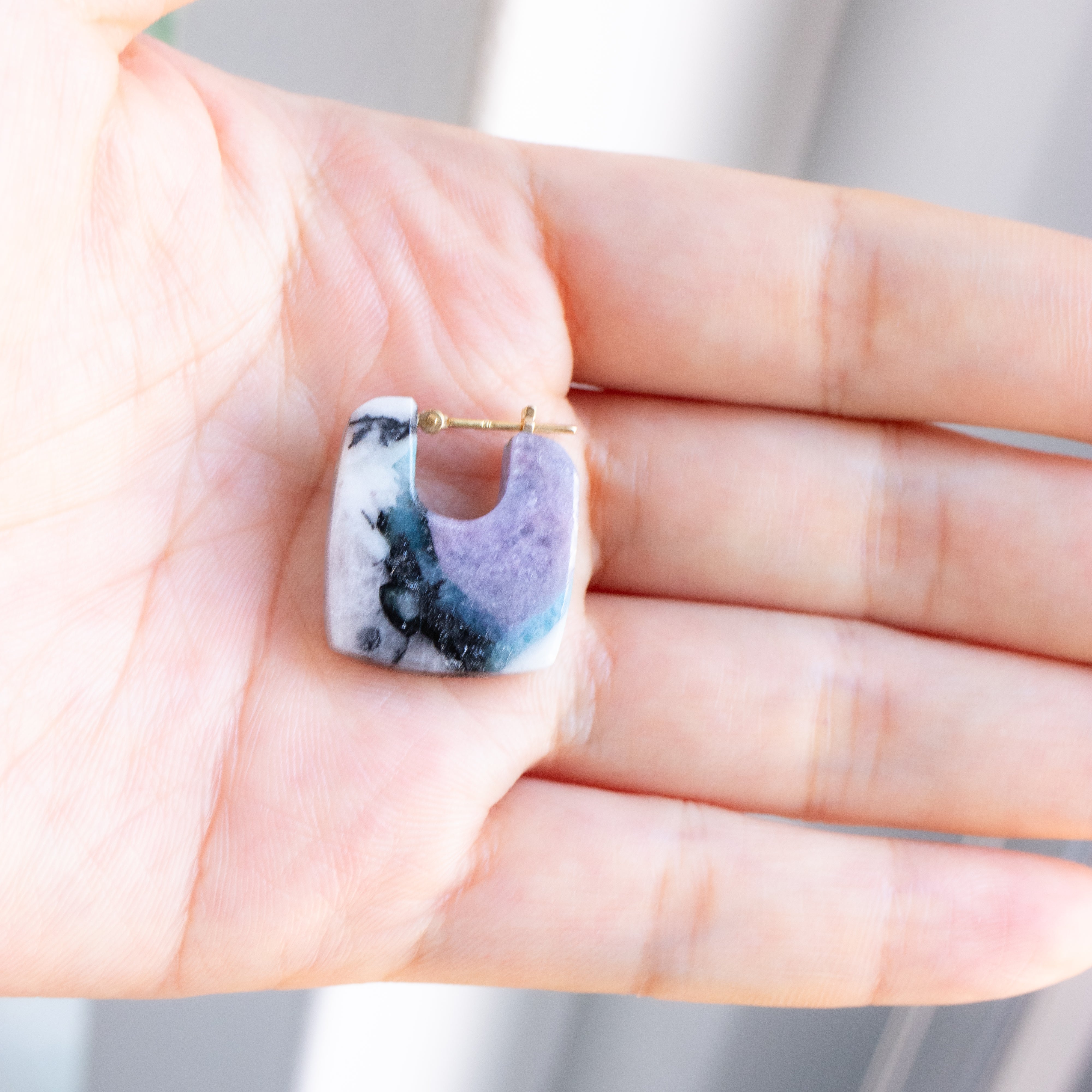 Rock Pierced Earring - Paraiba Tourmaline -