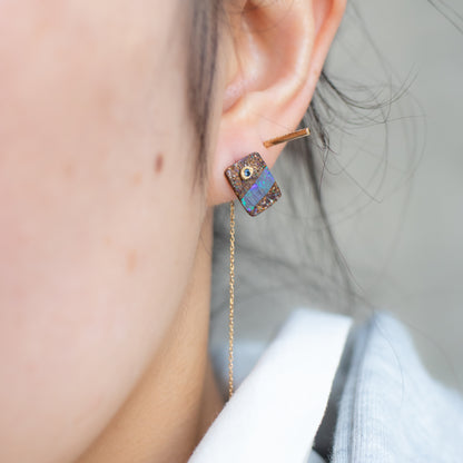Flat Pierced Earrings - Boulder Opal -