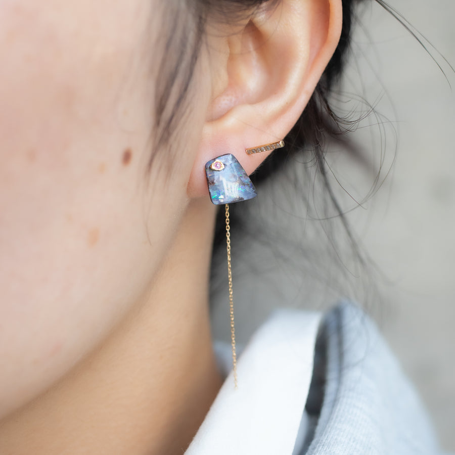 Flat Pierced Earring - Boulder Opal -